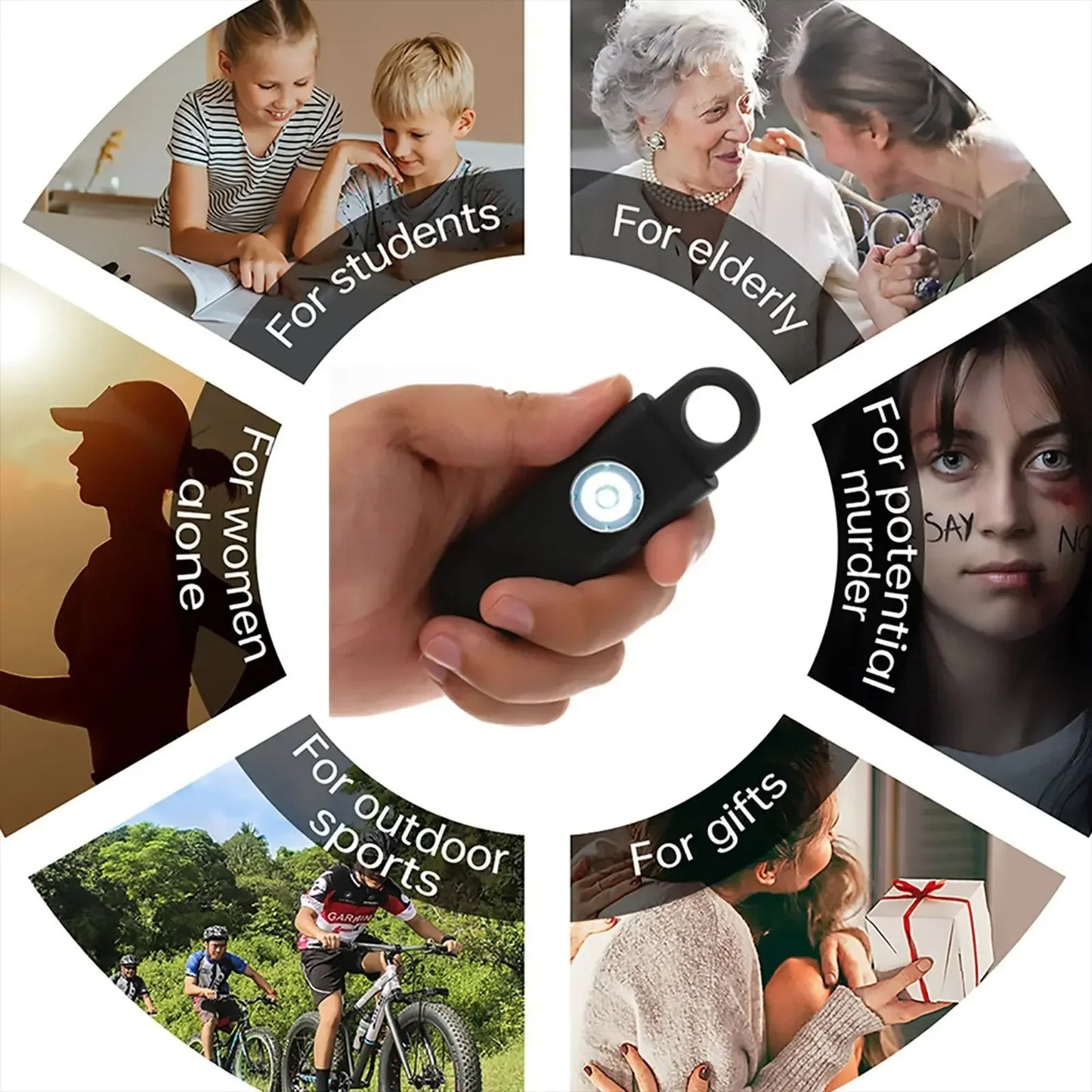 Self Defense Keychain Alarm with LED Flashlight – USB Rechargeable Safety Tool for Women