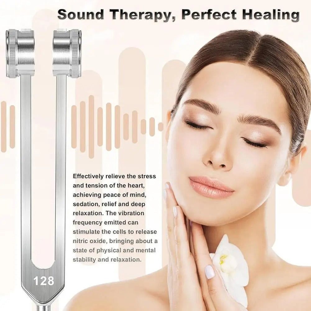 128Hz Weighted Tuning Fork Set – Bio-Acoustic Sound Therapy Tool for Healing, Chakra Balancing & Stress Relief