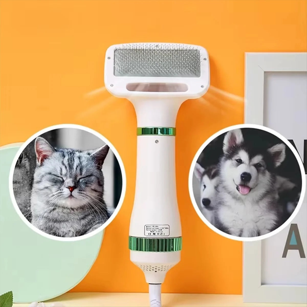 Pet Hair Dryer with Slicker Brush – Professional Grooming Blower for Dogs & Cats, EU Plug