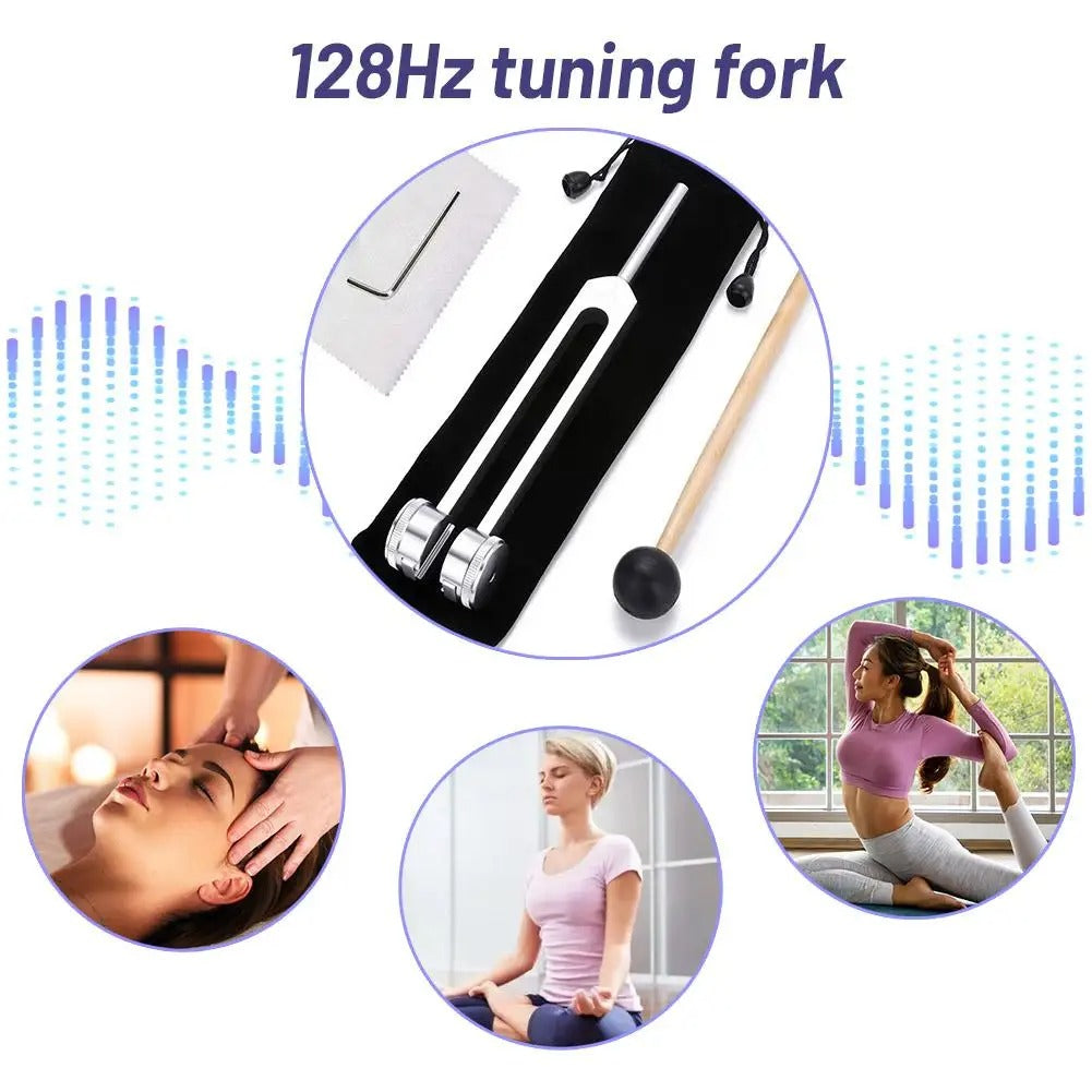 128Hz Weighted Tuning Fork Set – Bio-Acoustic Sound Therapy Tool for Healing, Chakra Balancing & Stress Relief