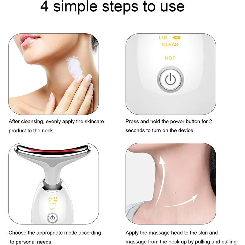 Anti-Wrinkle Facial & Neck Lift Device – 7 Color LED Therapy | Skin Firming & Double Chin Reducer