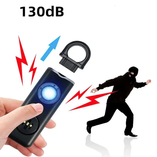 Self Defense Keychain Alarm with LED Flashlight – USB Rechargeable Safety Tool for Women