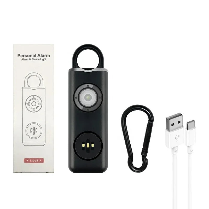 Self Defense Keychain Alarm with LED Flashlight – USB Rechargeable Safety Tool for Women