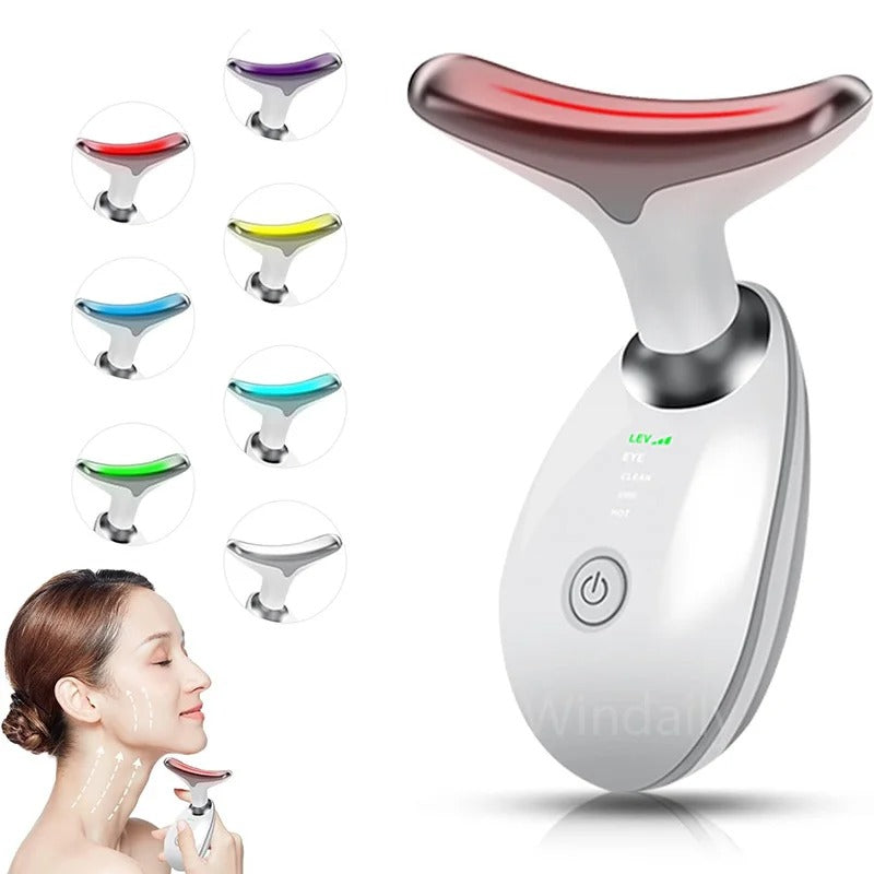 Anti-Wrinkle Facial & Neck Lift Device – 7 Color LED Therapy | Skin Firming & Double Chin Reducer