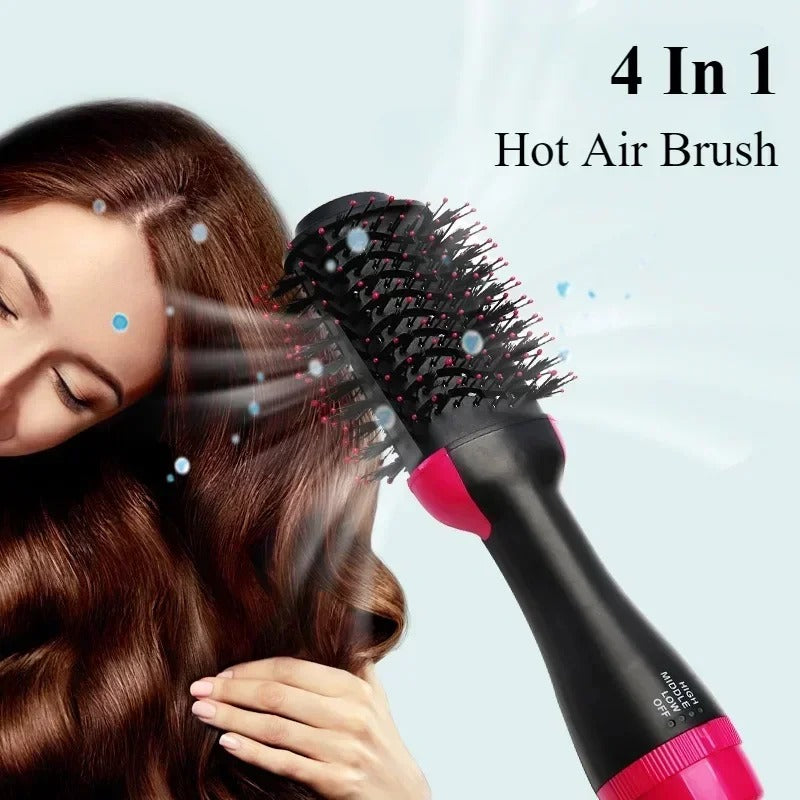 4-in-1 Hot Air Brush Styling Comb – One-Step Hair Dryer, Straightening & Curling Brush | Professional Heated Styler