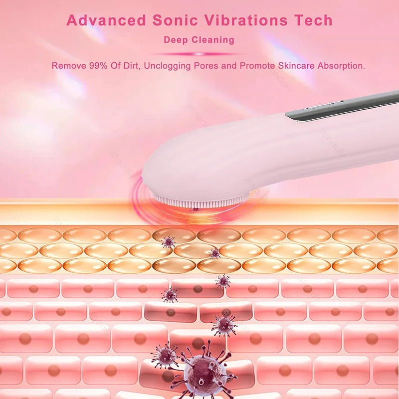 Sonic Waterproof Facial Cleansing Brush – IPX7 Silicone Face Scrubber & Vibration Massager
