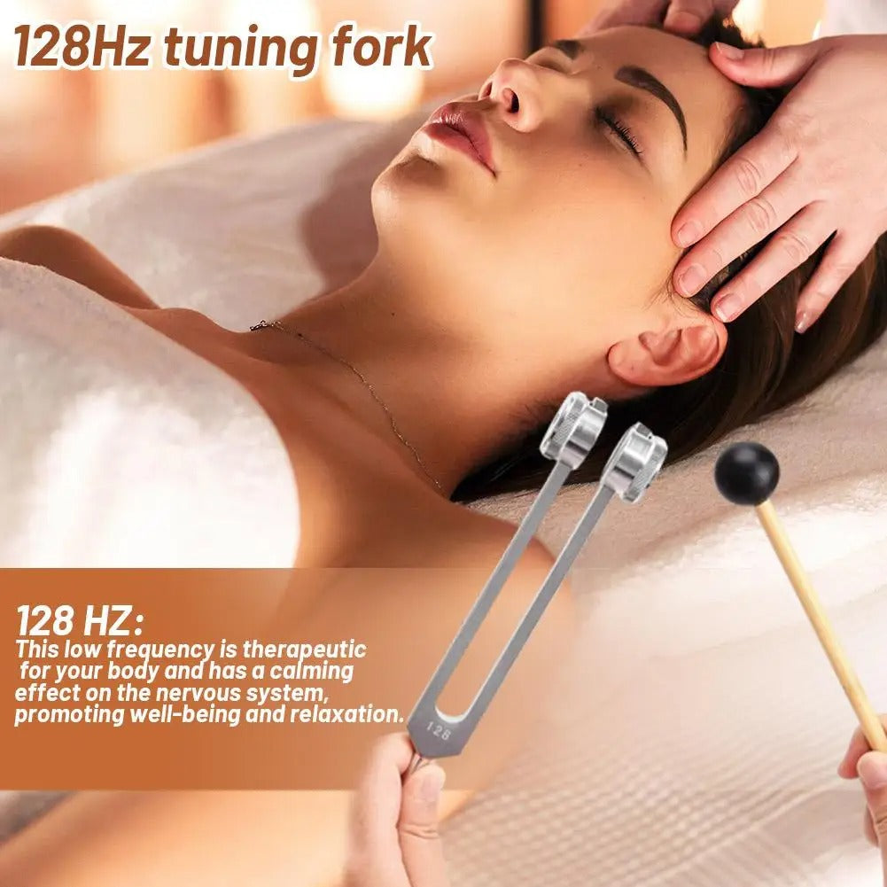 128Hz Weighted Tuning Fork Set – Bio-Acoustic Sound Therapy Tool for Healing, Chakra Balancing & Stress Relief