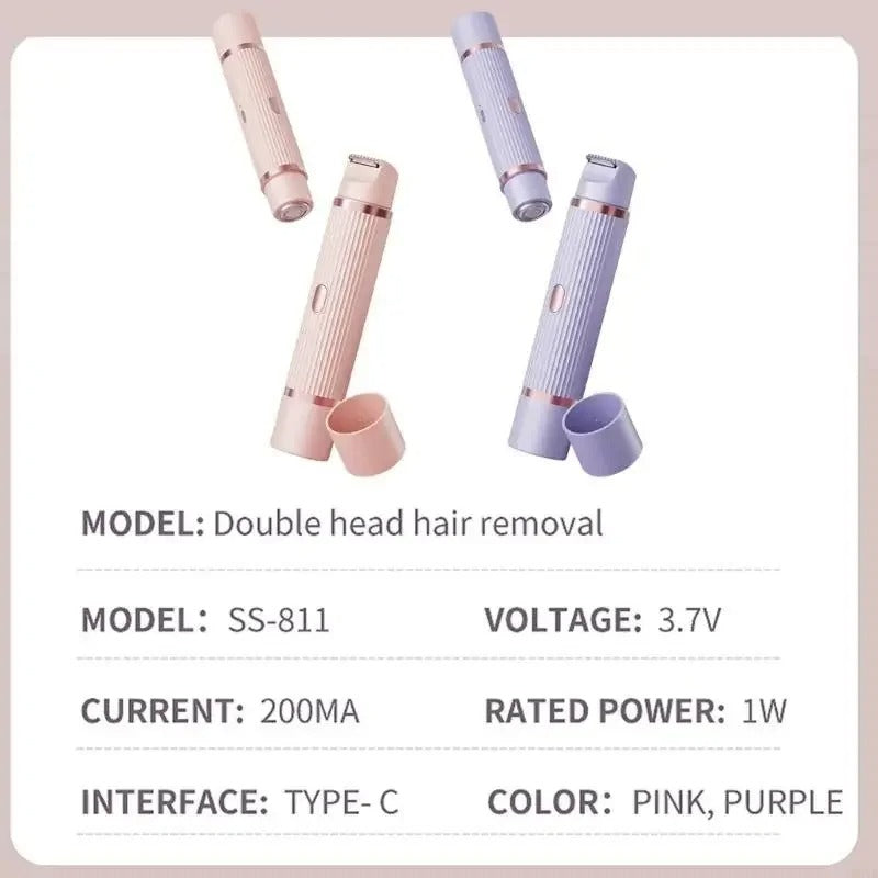2-in-1 Women’s Electric Shaver – Waterproof Double Head Trimmer for Smooth Hair Removal
