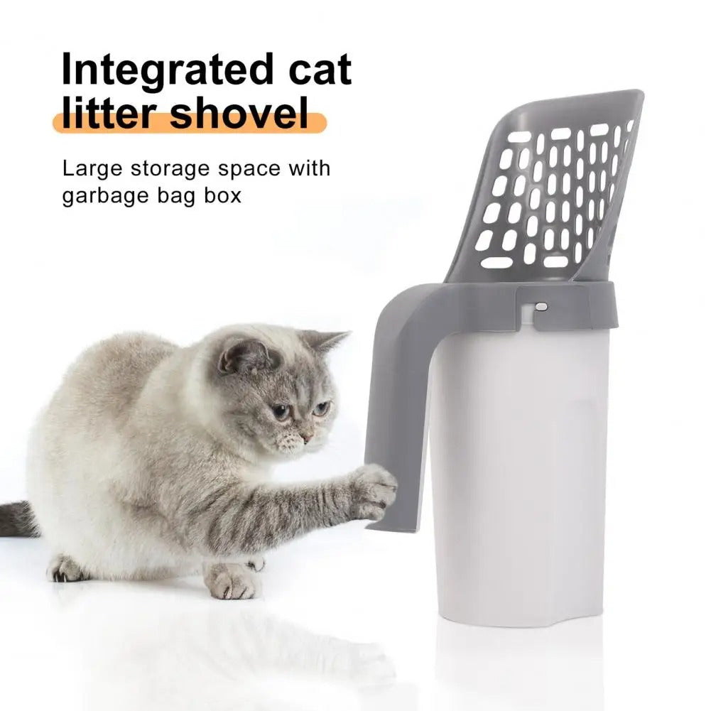 Cat litter scoop + storage bag/box + portable + holder with trash