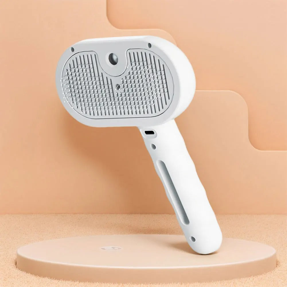 Pet Steam Brush with Spray & Hair Removal Comb – 3-in-1 Grooming Tool for Cats and Dogs