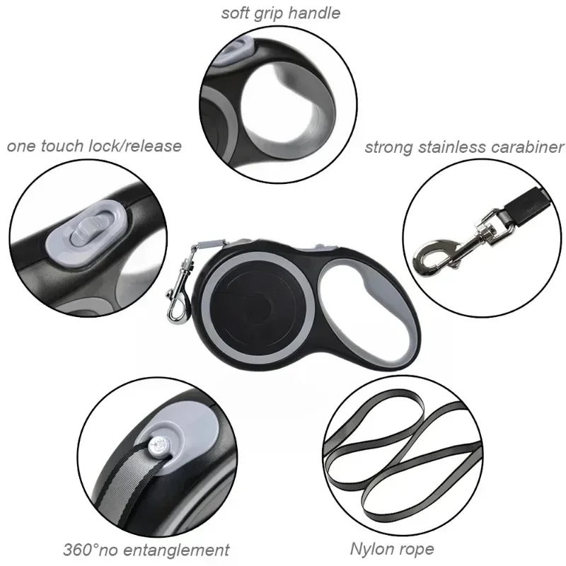 3M Retractable Dog Leash – Adjustable Durable Rope for Small & Large Dogs
