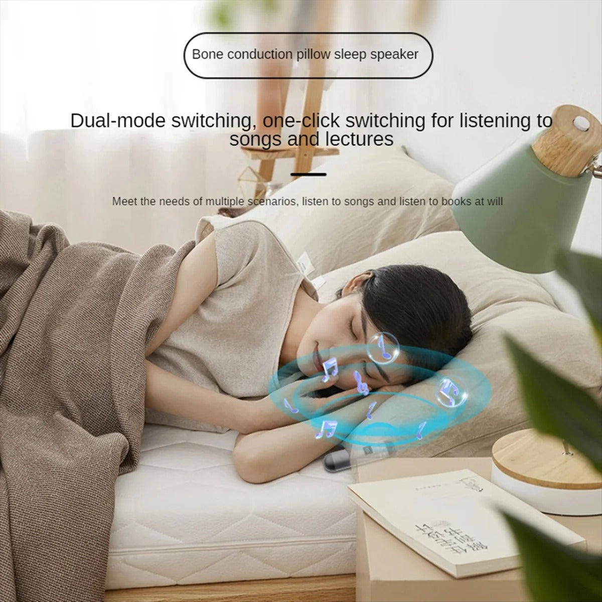 Wireless Pillow Speaker – Bone Conduction, Bluetooth & Built-in 32GB TF Card | Fall Asleep with Music
