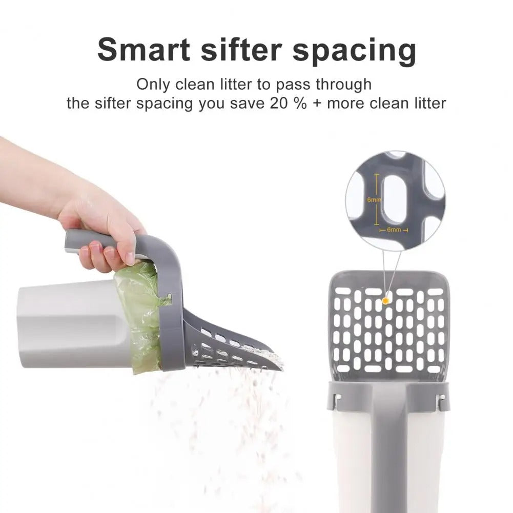 Cat litter scoop + storage bag/box + portable + holder with trash