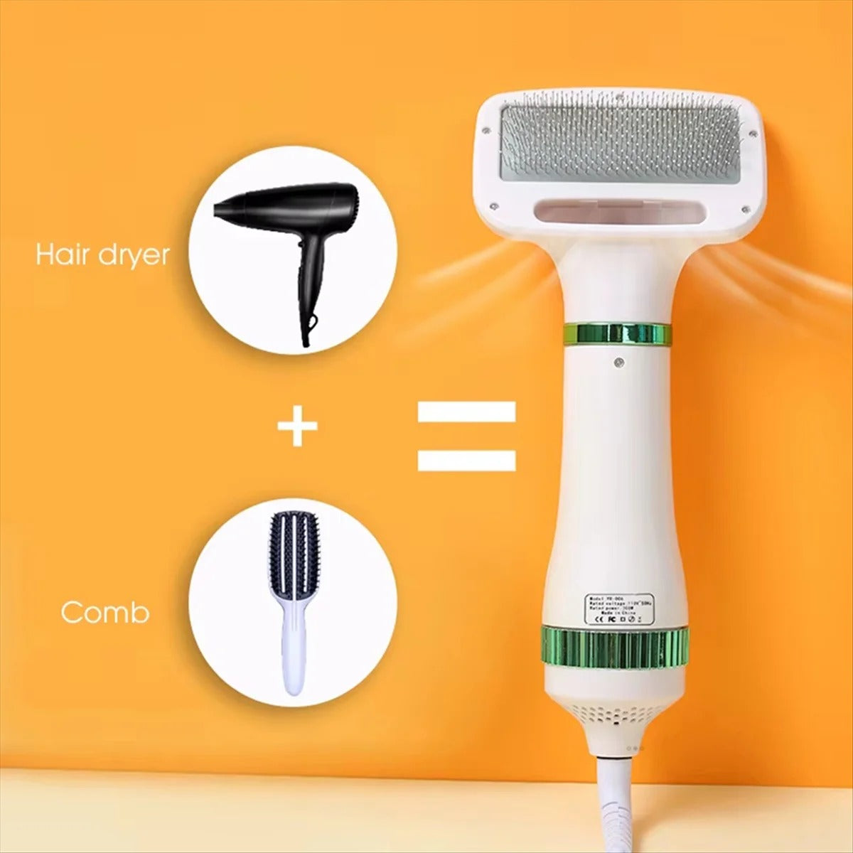 Pet Hair Dryer with Slicker Brush – Professional Grooming Blower for Dogs & Cats, EU Plug