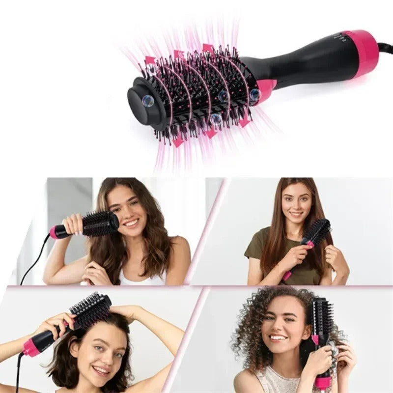 4-in-1 Hot Air Brush Styling Comb – One-Step Hair Dryer, Straightening & Curling Brush | Professional Heated Styler