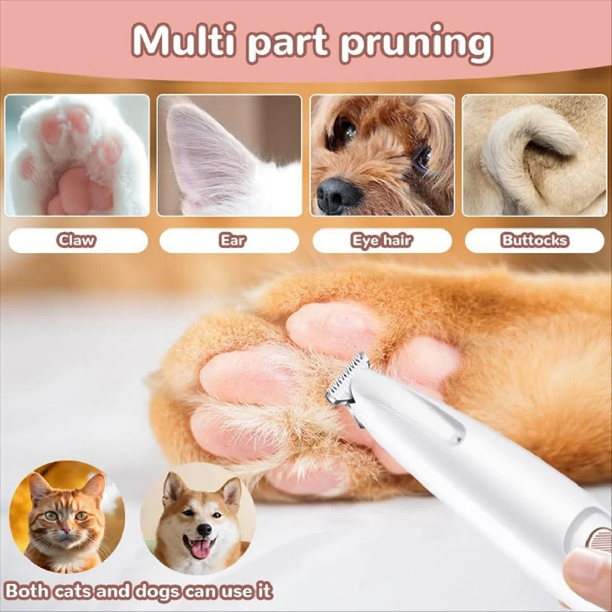 Pet Micro-Precision Trimmer – Waterproof Rechargeable Pet Hair Clippers | Shaver for Dogs & Cats (T33C)