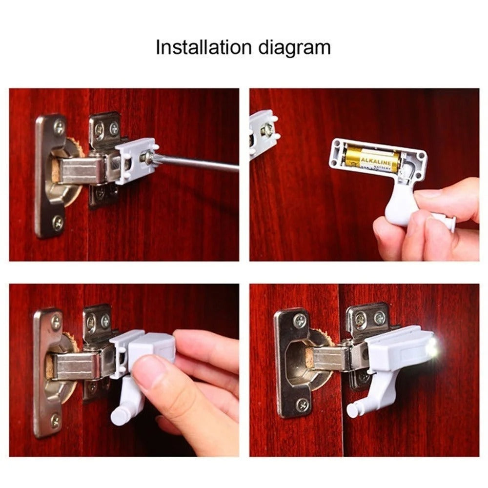 ✅ 3LED Hinge Light  2 Pcs| Under Cabinet & Closet Lamp with Free Battery – Wardrobe & Cupboard Night Lighting