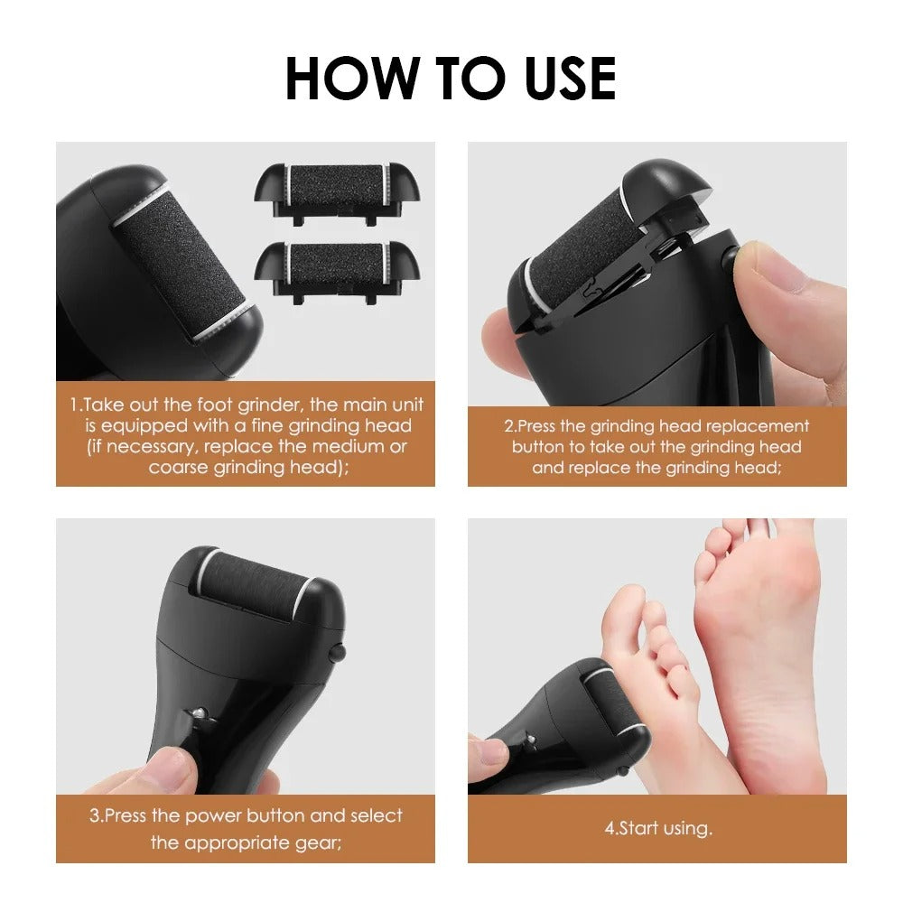 Electric Pedicure Callus Remover – Professional Foot Grinder & Sandpaper File for Heels & Hard Skin