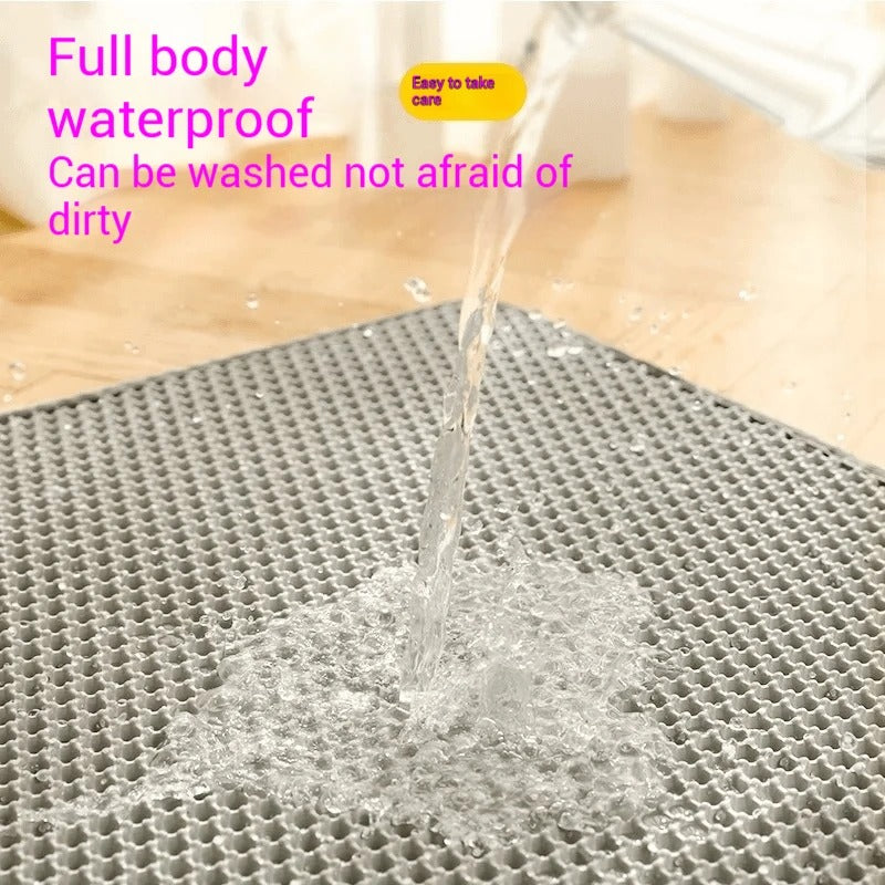 Large Waterproof Cat Litter Mat 30x30– Double Layer Trapper, Non-Slip & Easy Clean Pet Toilet Pad
