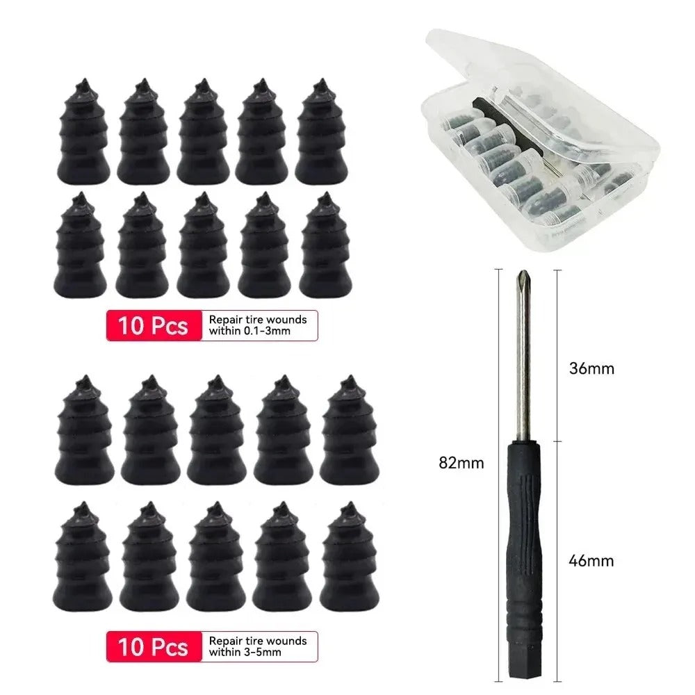 Tubeless Tire Repair Nail Set – 21/10PCS Rubber Nail Plugs for Car, Truck & Motorcycle Tires