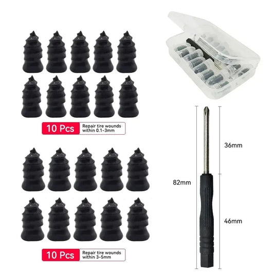Tubeless Tire Repair Nail Set – 21/10PCS Rubber Nail Plugs for Car, Truck & Motorcycle Tires