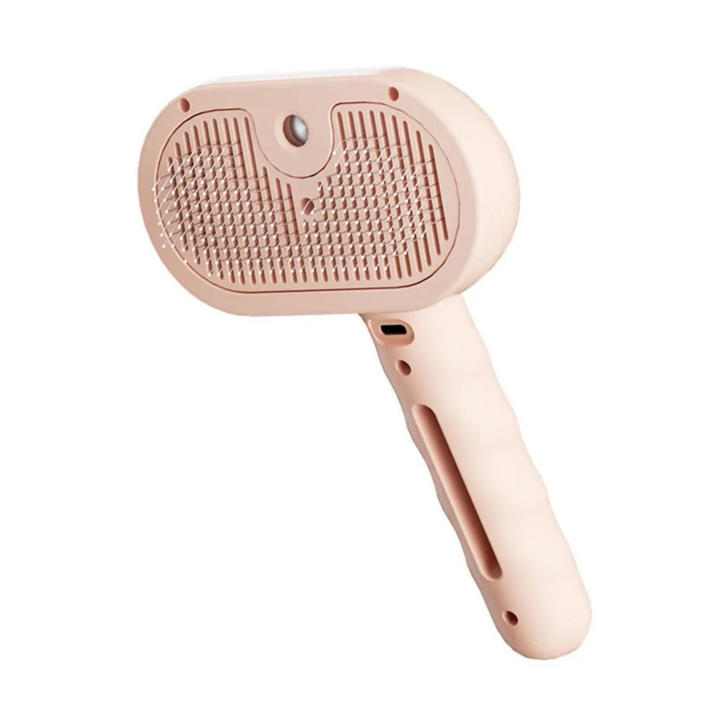 Pet Steam Brush with Spray & Hair Removal Comb – 3-in-1 Grooming Tool for Cats and Dogs